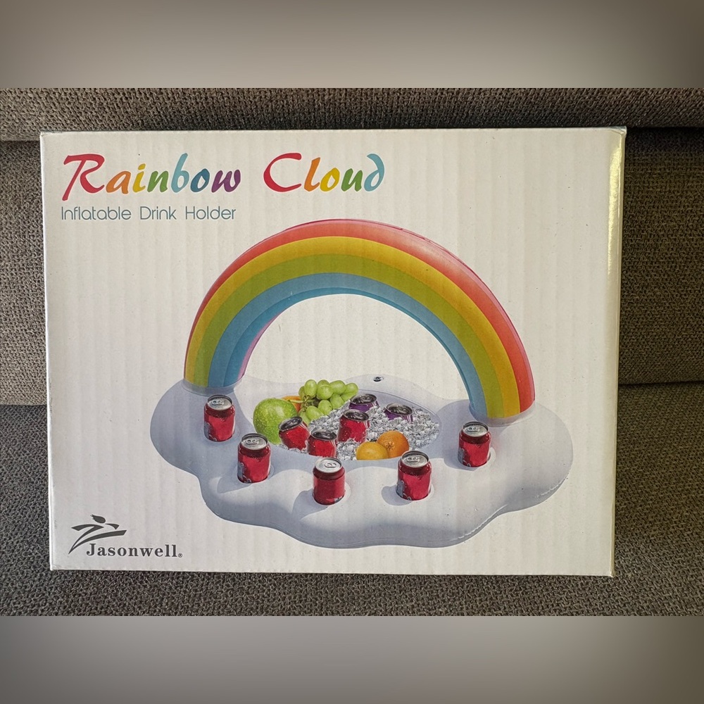 NEW Rainbow Cloud Inflatable Drink Holder Pool Float